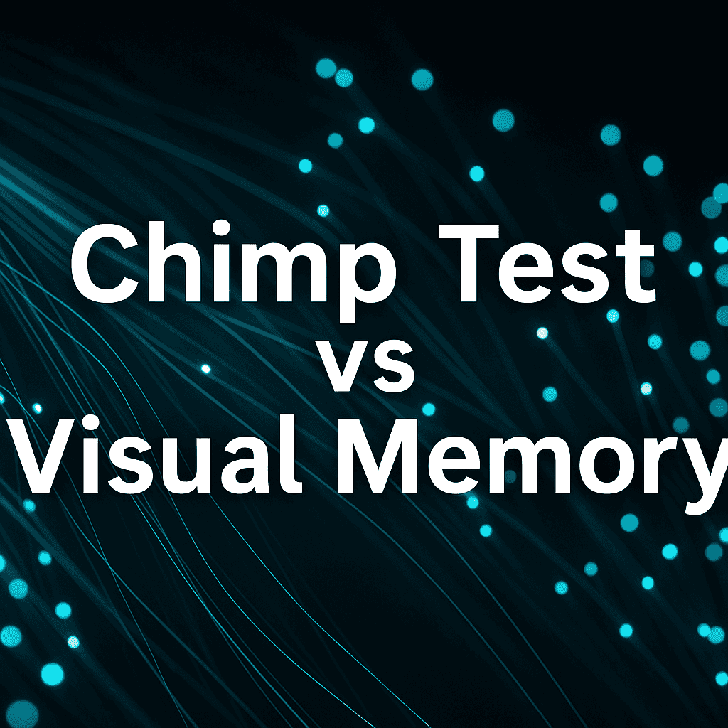 "Neural network abstract graphic representing visual memory processing, used as a featured image for a chimp test vs visual memory comparison."