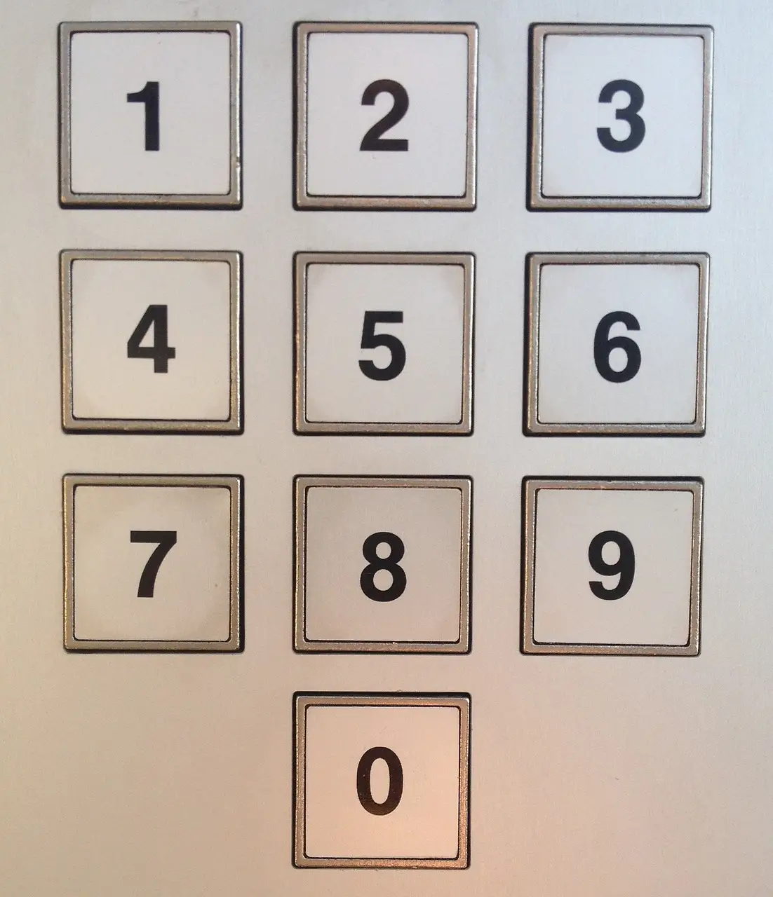 “numeric keypad used to illustrate number sequence memory and digit recall ability”