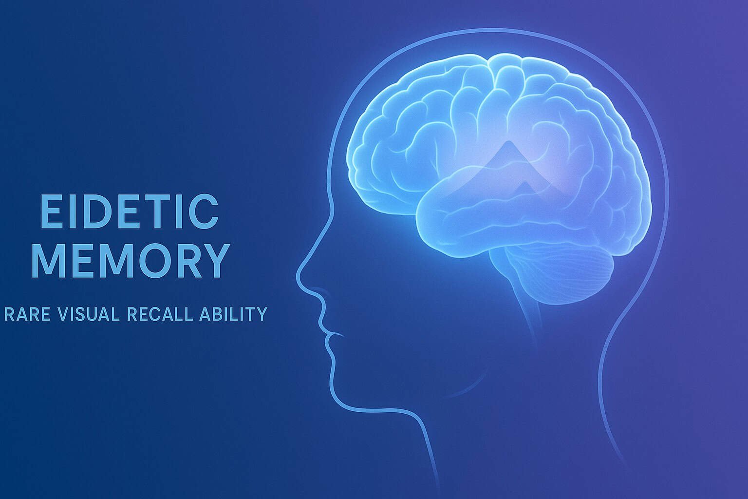 “Neuroscience-themed illustration showing eidetic memory as a fading visual image projected in the brain, symbolizing rare short-term visual recall.”