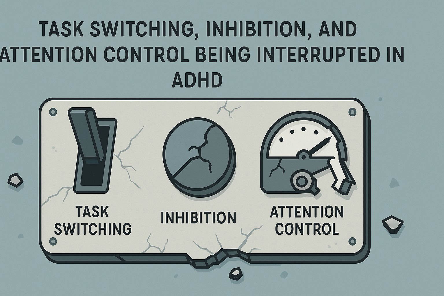 Diagram showing a brain with arrows depicting information being displaced by new stimuli and distractions