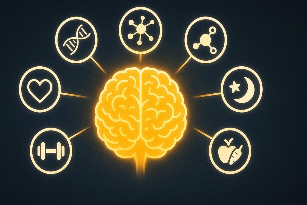 Infographic showing biological, cognitive, and lifestyle factors that enhance visual memory strength.