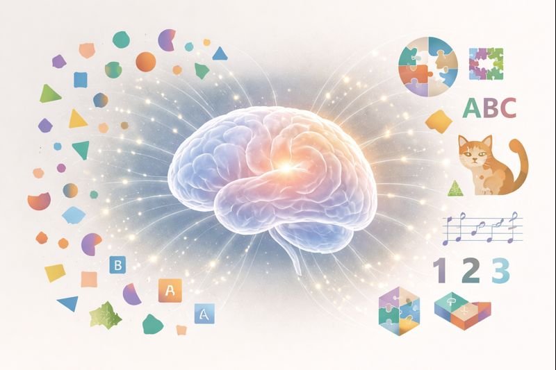 “Illustration showing how different types of information are processed by the brain
